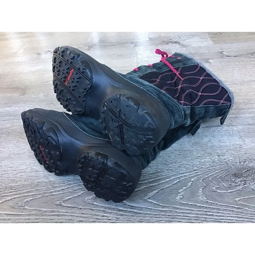 Columbia Boots Youth Size 5 Canyon Snow Winter Black Pink Omni Heat BY1310-010